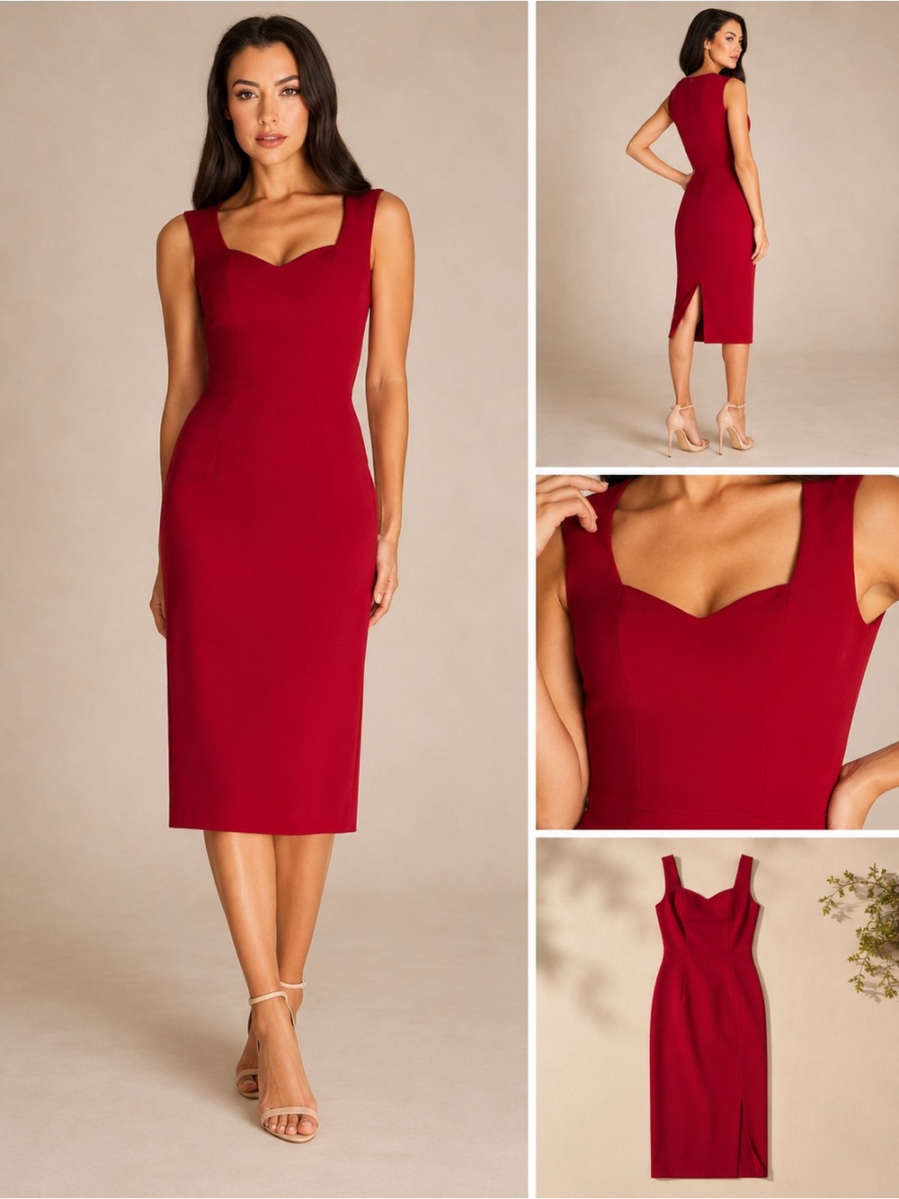 NEW DRESS THE POPULATION “Elle” Sheath Sweetheart Red Dress Garnet Medium VDAY